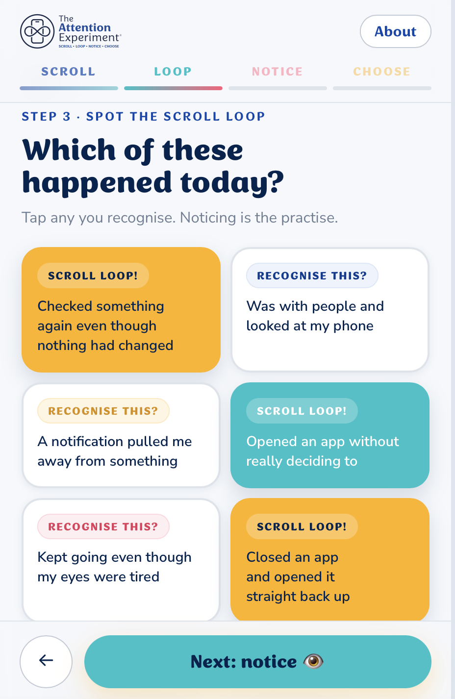Which of these happened today? Spotting Scroll Loops